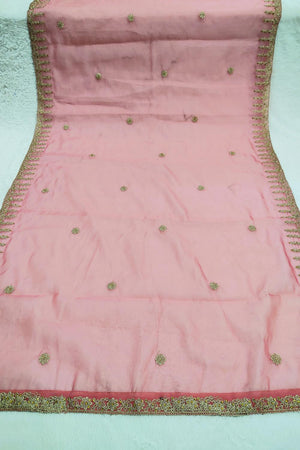 Pink Embroidered Organza Dupatta (ACA9647)