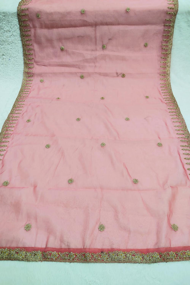 Pink Embroidered Organza Dupatta (ACA9647)
