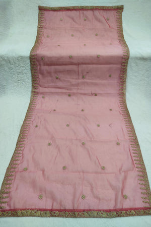 Pink Embroidered Organza Dupatta (ACA9647)