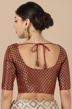 Maroon Jacquard Woven Banarasi Silk Blouse (ACA9664)