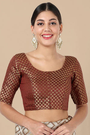 Maroon Jacquard Woven Banarasi Silk Blouse (ACA9664)