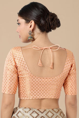 Orange Jacquard Woven Banarasi Silk Blouse (ACA9667)