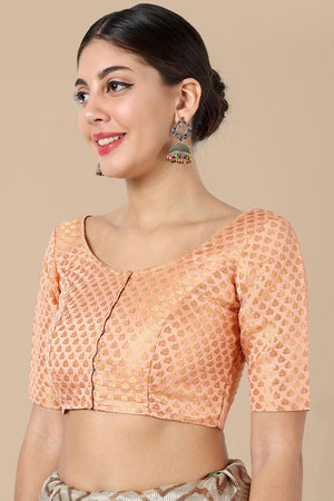 Orange Jacquard Woven Banarasi Silk Blouse (ACA9667)
