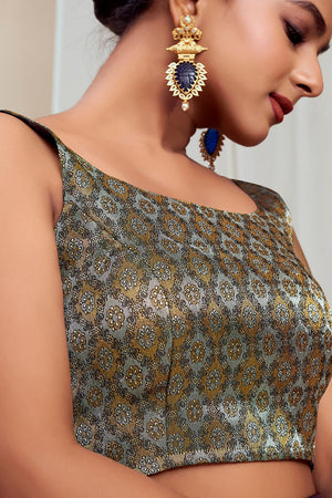 Black Jacquard Woven Banarasi Silk Blouse (ACA9688)