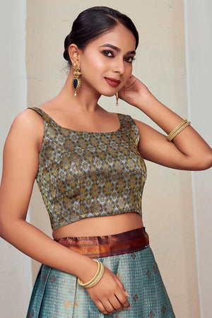Black Jacquard Woven Banarasi Silk Blouse (ACA9688)
