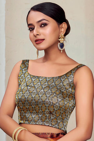 Black Jacquard Woven Banarasi Silk Blouse (ACA9688)