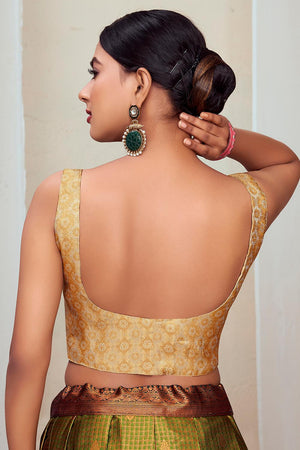 Cream Jacquard Woven Banarasi Silk Blouse (ACA9689)