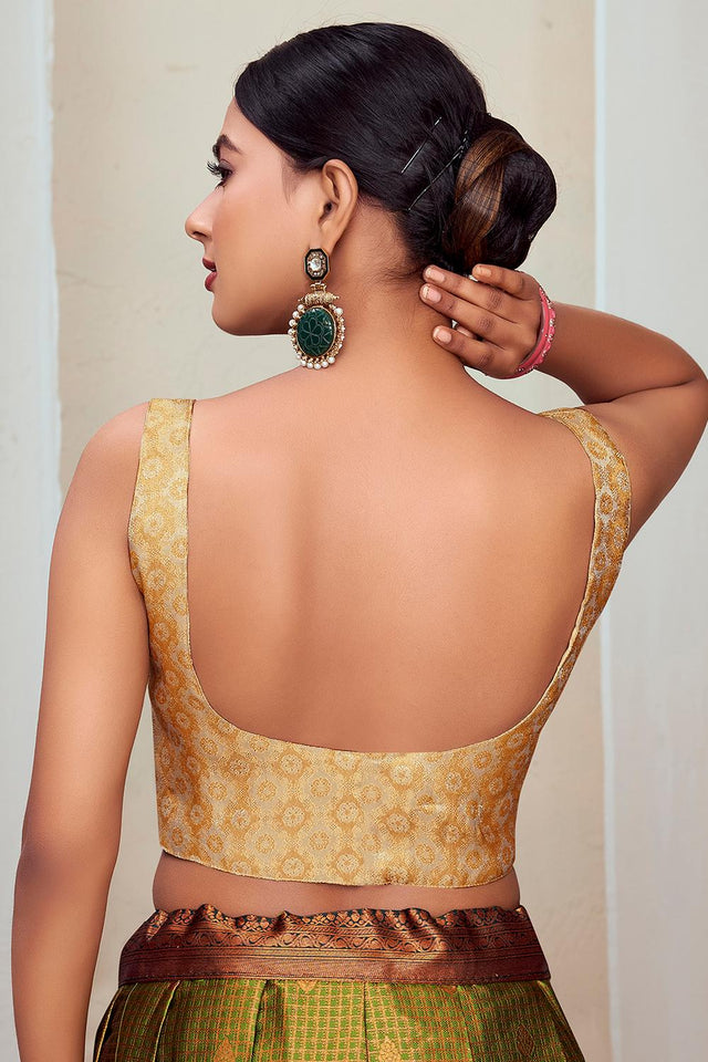 Cream Jacquard Woven Banarasi Silk Blouse (ACA9689)