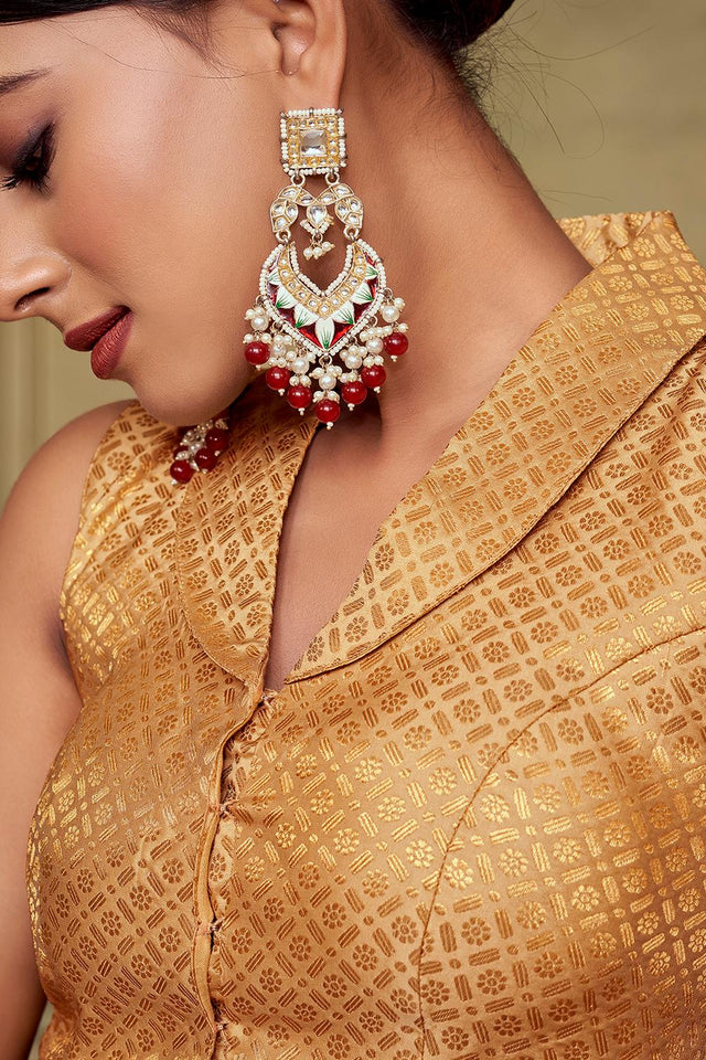 Beige Jacquard Woven Banarasi Silk Blouse (ACA9692)