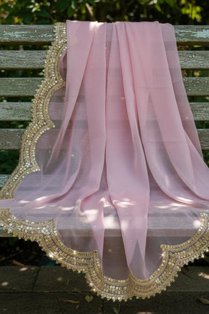 Light Pink Sequin with Embroidered Organza Dupatta (ACA9718)