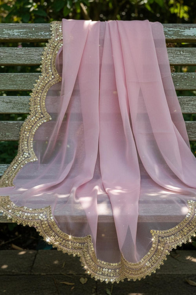 Light Pink Sequin with Embroidered Organza Dupatta (ACA9718)