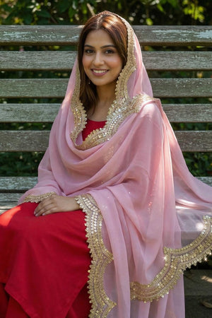 Light Pink Sequin with Embroidered Organza Dupatta (ACA9718)