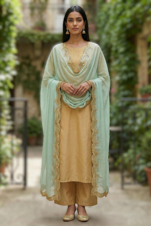 Blue Sequin with Embroidered Organza Dupatta (ACA9719)