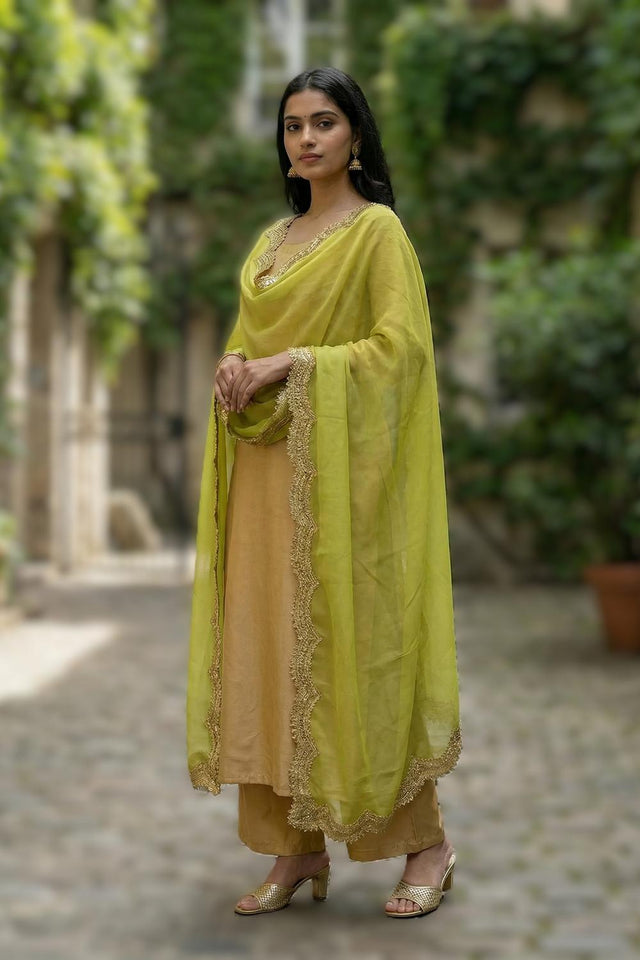 Dark Green Sequin with Embroidered Organza Dupatta (ACA9722)