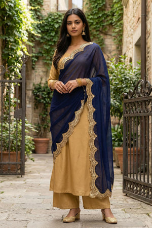 Blue Sequin with Embroidered Organza Dupatta (ACA9723)
