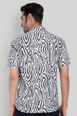 Mens Black Printed Cotton Blend Shirt (ACA9734)