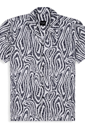 Mens Black Printed Cotton Blend Shirt (ACA9734)