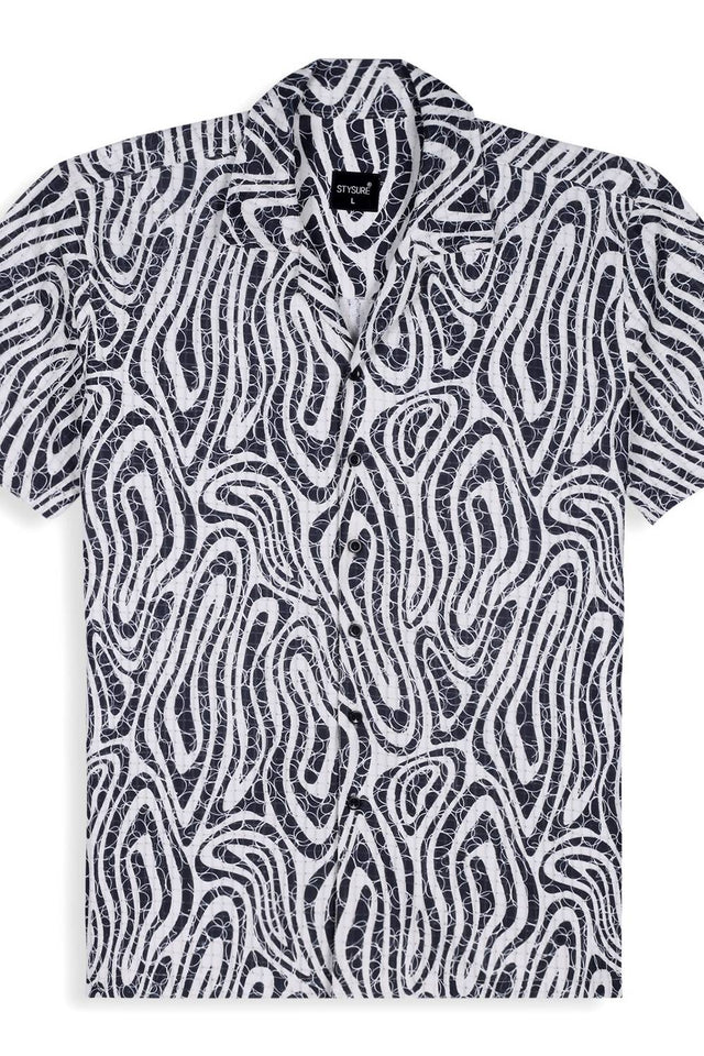 Mens Black Printed Cotton Blend Shirt (ACA9734)