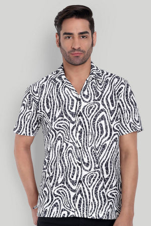 Mens Black Printed Cotton Blend Shirt (ACA9734)