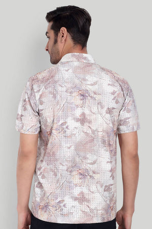 Mens Lavender Printed Cotton Blend Shirt (ACA9735)