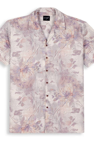 Mens Lavender Printed Cotton Blend Shirt (ACA9735)