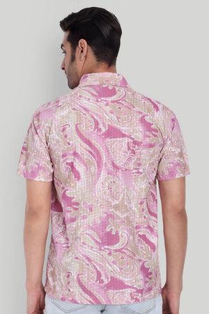 Mens Pink Printed Cotton Blend Shirt (ACA9739)
