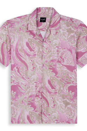 Mens Pink Printed Cotton Blend Shirt (ACA9739)