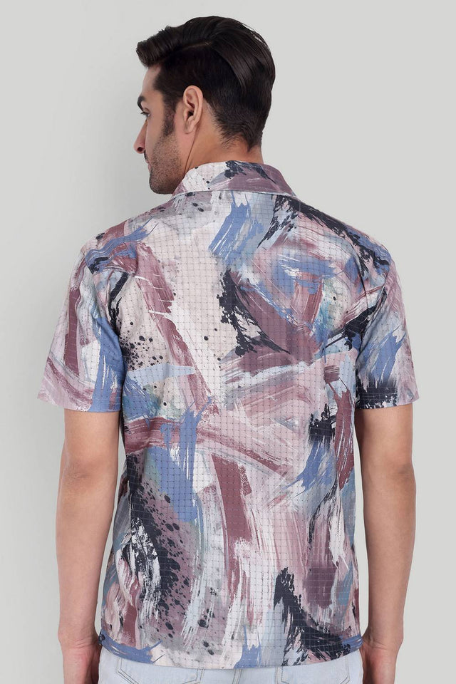 Mens Multi Color Printed Cotton Blend Shirt (ACA9740)