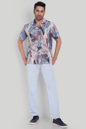 Mens Multi Color Printed Cotton Blend Shirt (ACA9740)