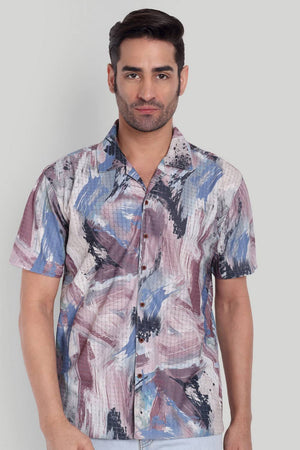 Mens Multi Color Printed Cotton Blend Shirt (ACA9740)