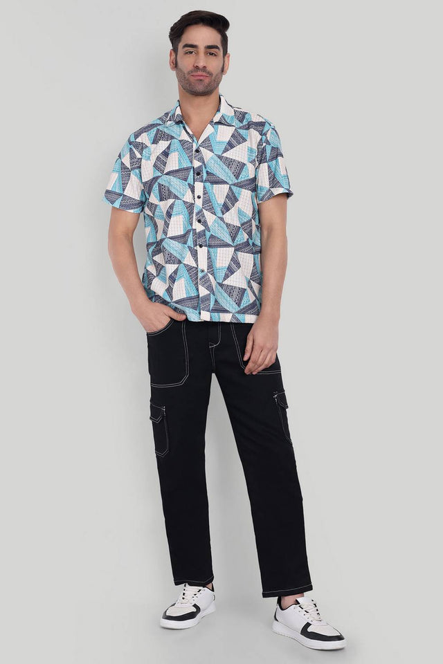 Mens Multi Color Printed Cotton Blend Shirt (ACA9741)