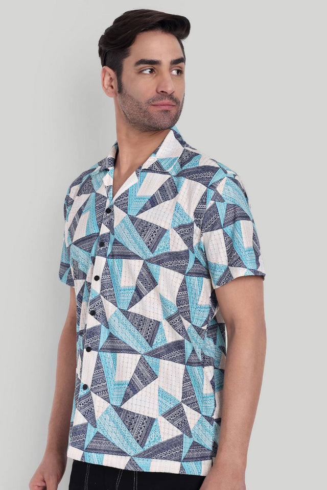 Mens Multi Color Printed Cotton Blend Shirt (ACA9741)