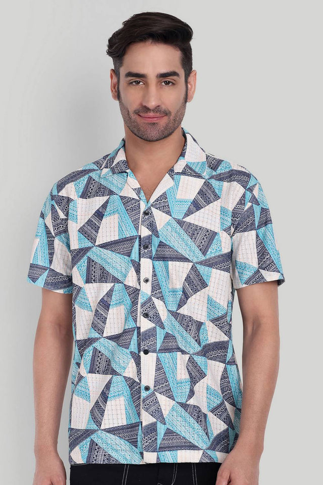 Mens Multi Color Printed Cotton Blend Shirt (ACA9741)