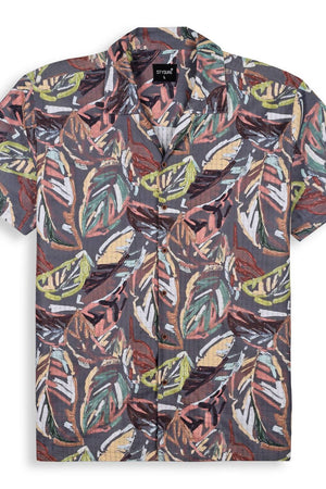 Mens Brown Printed Cotton Blend Shirt (ACA9742)