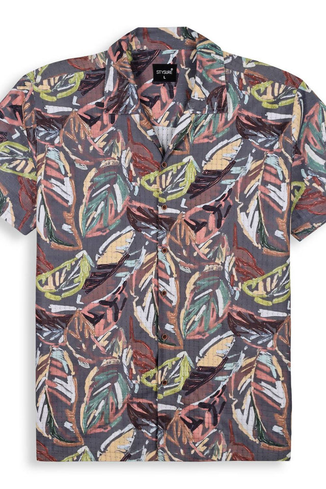 Mens Brown Printed Cotton Blend Shirt (ACA9742)
