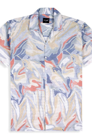 Mens Beige Printed Cotton Blend Shirt (ACA9745)