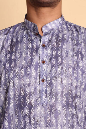 Mens Purple Printed Cotton Kurta Set (ACA9747)