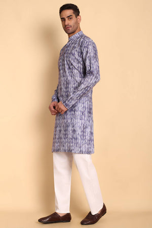 Mens Purple Printed Cotton Kurta Set (ACA9747)