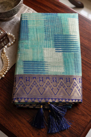 Blue Woven Linen Saree (ACA9759)