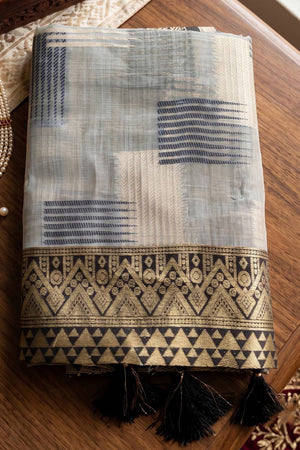 Grey Woven Linen Saree (ACA9761)