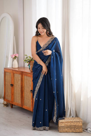 Pink Beads Embossed Satin Saree (ACA9774)