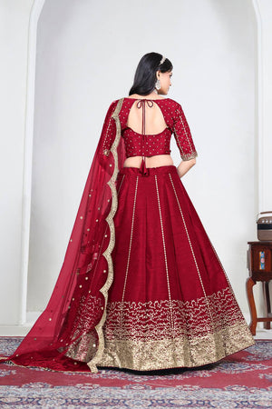 Maroon Sequin with Embroidered Art Silk Lehenga (ACA9793)