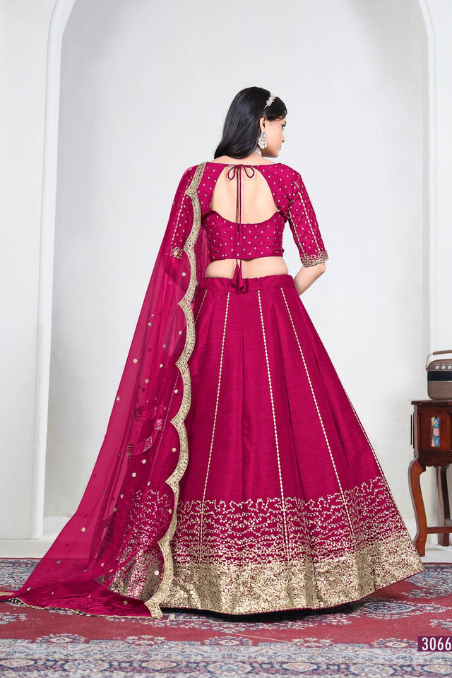 Pink Sequin with Embroidered Art Silk Lehenga (ACA9795)