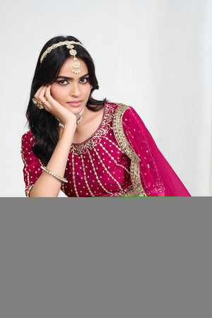 Pink Sequin with Embroidered Art Silk Lehenga (ACA9795)