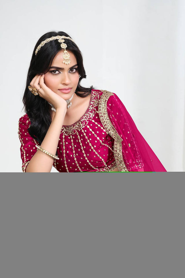 Pink Sequin with Embroidered Art Silk Lehenga (ACA9795)