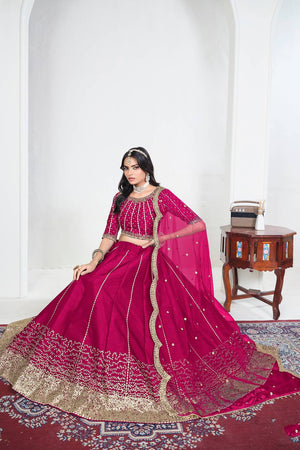 Pink Sequin with Embroidered Art Silk Lehenga (ACA9795)
