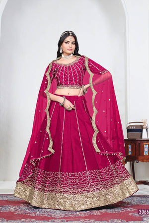 Pink Sequin with Embroidered Art Silk Lehenga (ACA9795)