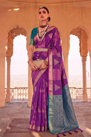 Purple Woven Soft Silk Saree (ACA9796)