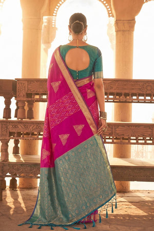 Magenta Woven Soft Silk Saree (ACA9797)