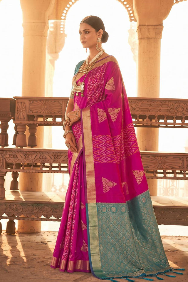 Magenta Woven Soft Silk Saree (ACA9797)